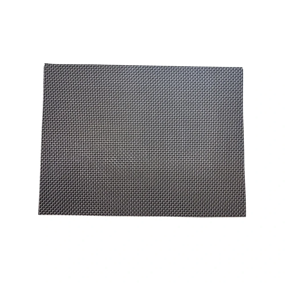 Woven Vinyl Placemats Set of 4 Black Gold Basketweave Rectangular 18x12 Modern